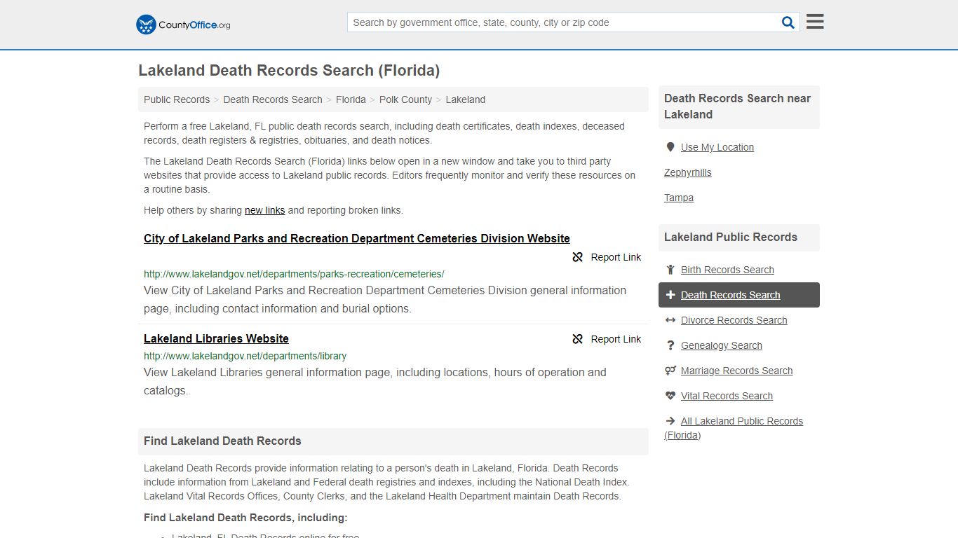 Death Records Search - Lakeland, FL (Death Certificates ...